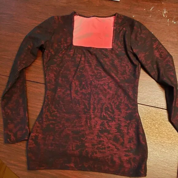 SALE Burgundy square neck long sleeve top XS fairy witch - Picture 9 of 12